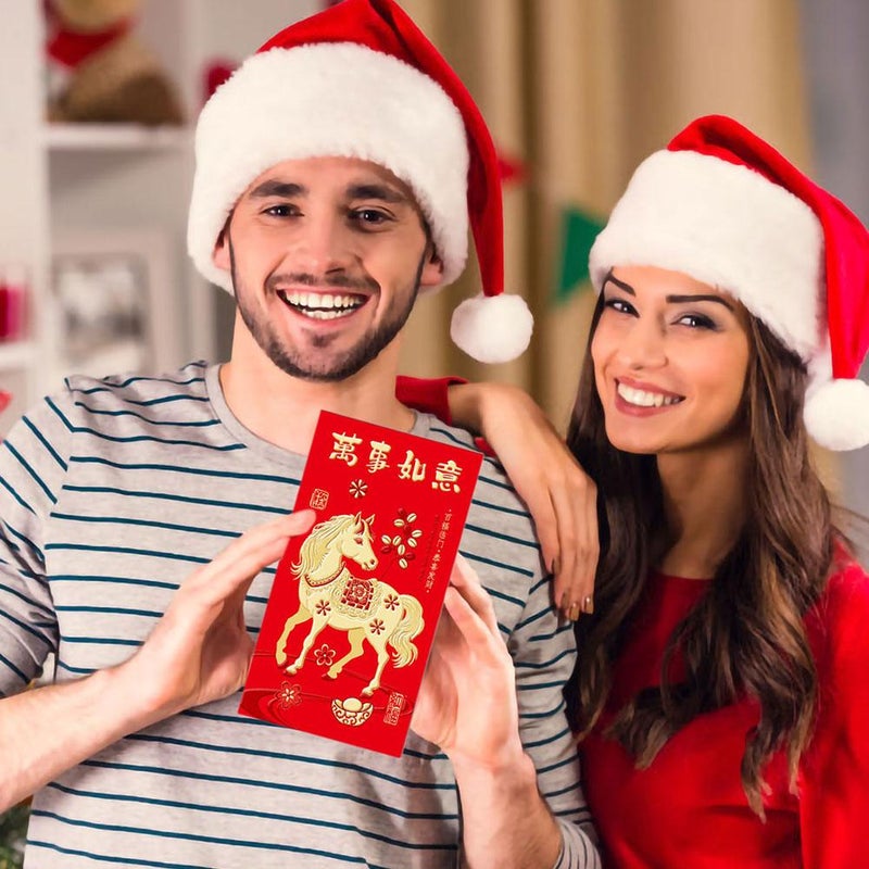 أظرف حمراء بمناسبة رأس السنة الصينية 2026، عام الحصان، حزم حمراء محظوظة لعيد الميلاد، الزفاف، عيد الميلاد، عيد الميلاد - Image 5